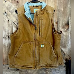 Carhartt Washed Duck Sherpa Lined Mock Neck Vest
